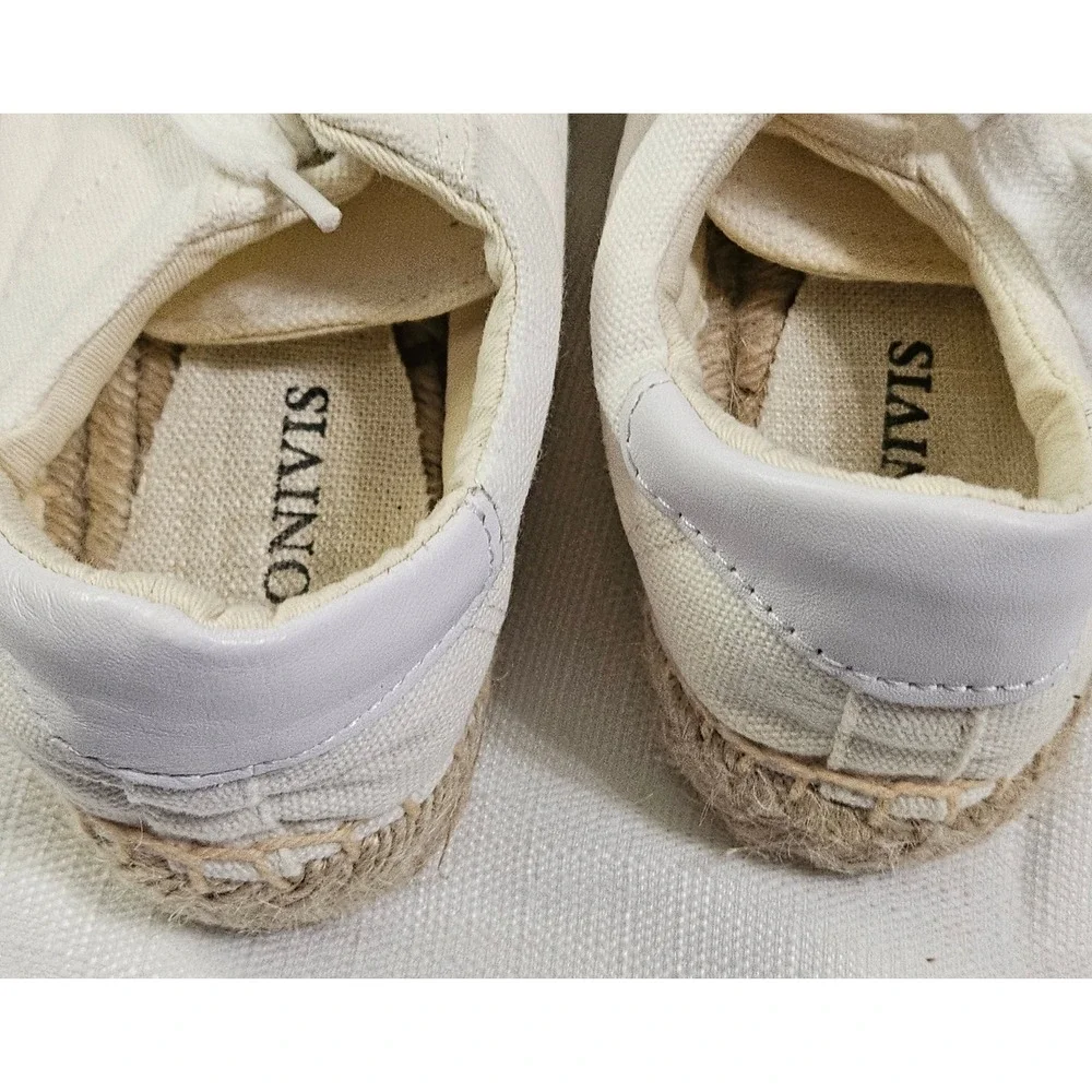 Tonivis Espadrille Lace Up Sneakers White Canvas Beach Shoes‎ Women's  Size 6